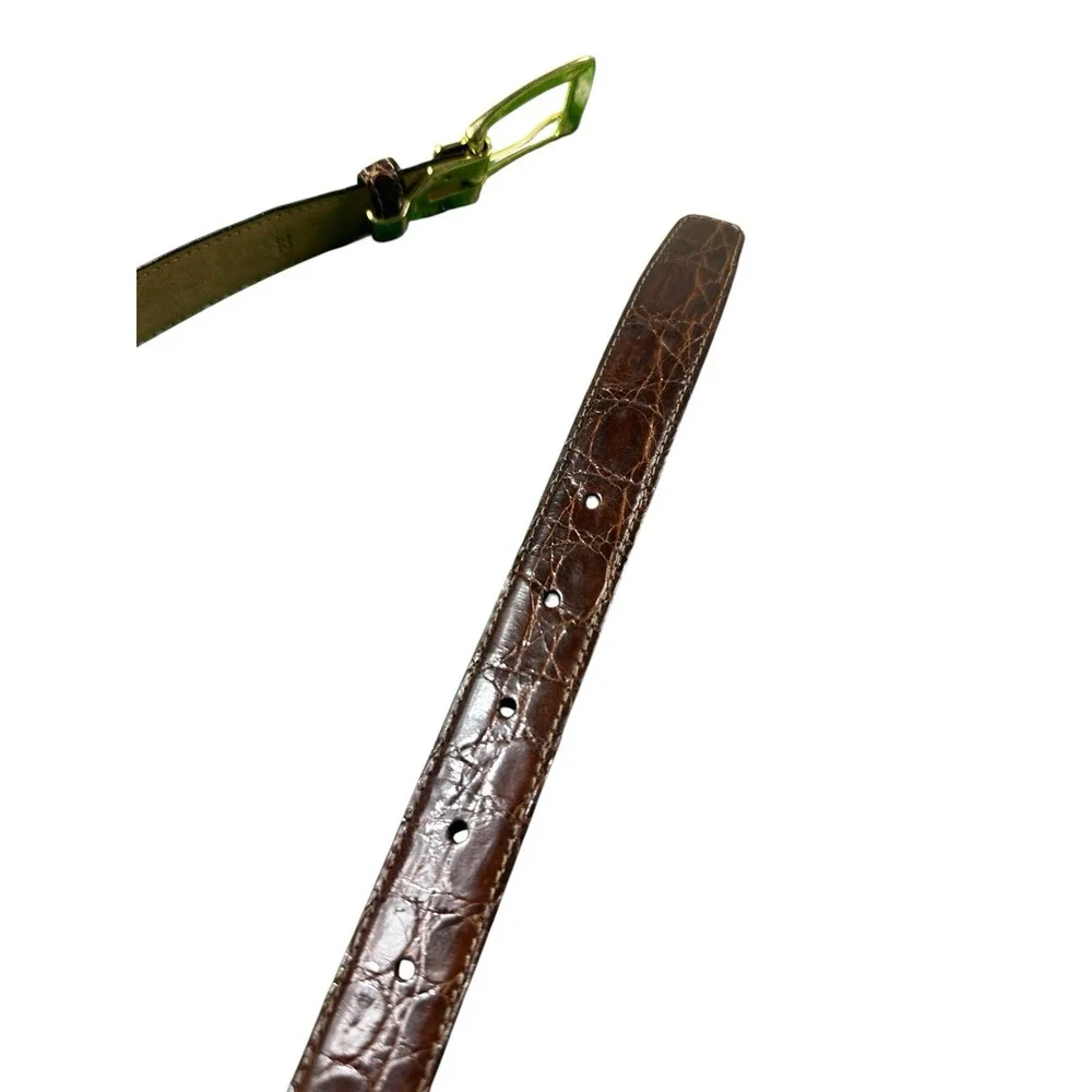 Saks Off Fifth Brown Genuine Caiman Crocodille Mens Belt Size 32 NEW